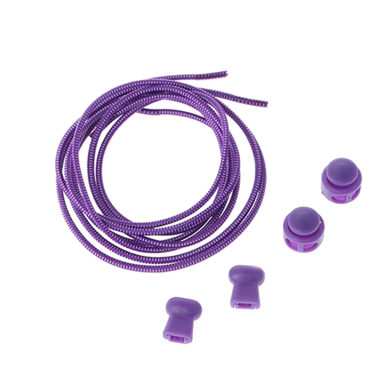 1 комплект 100 см Красочный Круглый Эластичный шнурок Пружинная Застежка без завязок для взрослых детей - Цвет: Purple