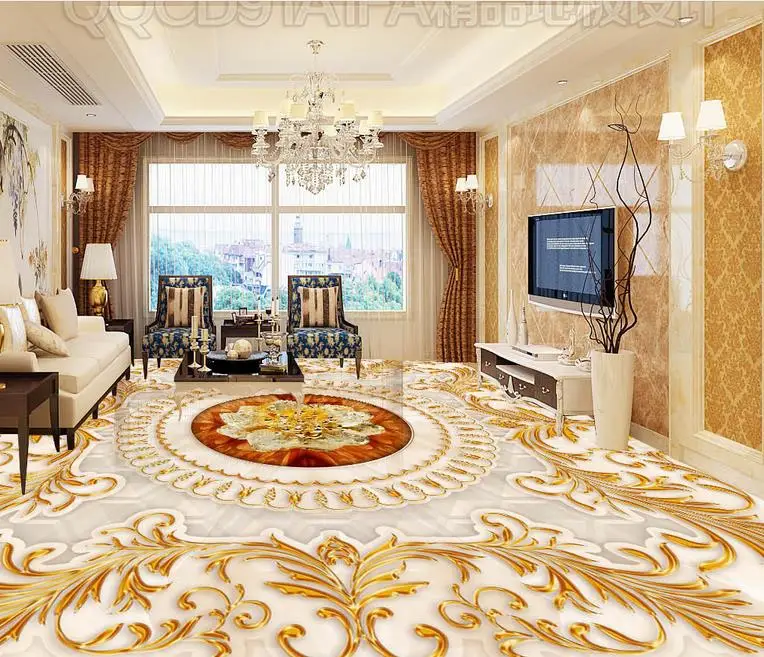 Us 2351 58 Di Scontoonorevole Lusso Bisogno Per Pavimenti In 3d Stereoscopico Wallpaper Rose Doro 3d Marmo Per Bagni Soggiorno Pavimento 3d Carta