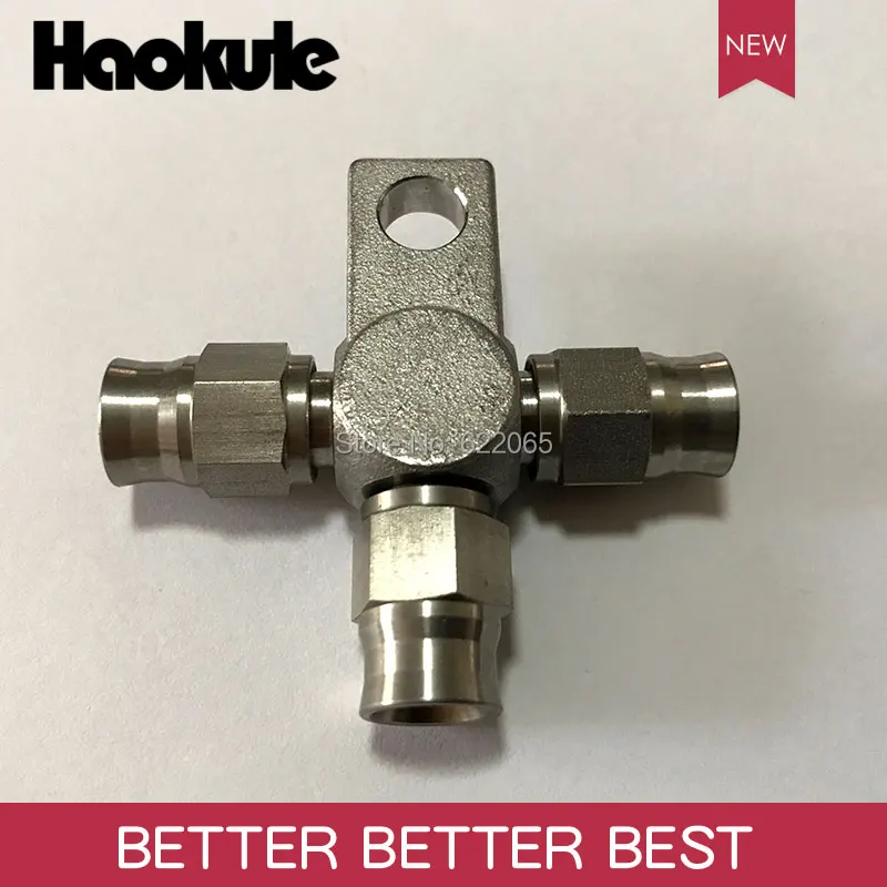 

Haokule Stainless Steel 3Way 3AN/AN3 Tee Block With mount Tab/AN-3 3/8-24UNF Thread PTFE Brake TEFLON Hose End Fitting