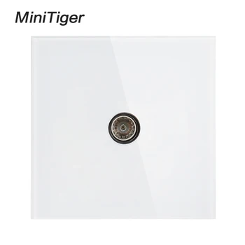 

Minitiger White Luxury crystal Glass Panel TV Television Jack Wall Socket Tempered Glass Wiring Accessories Outlet