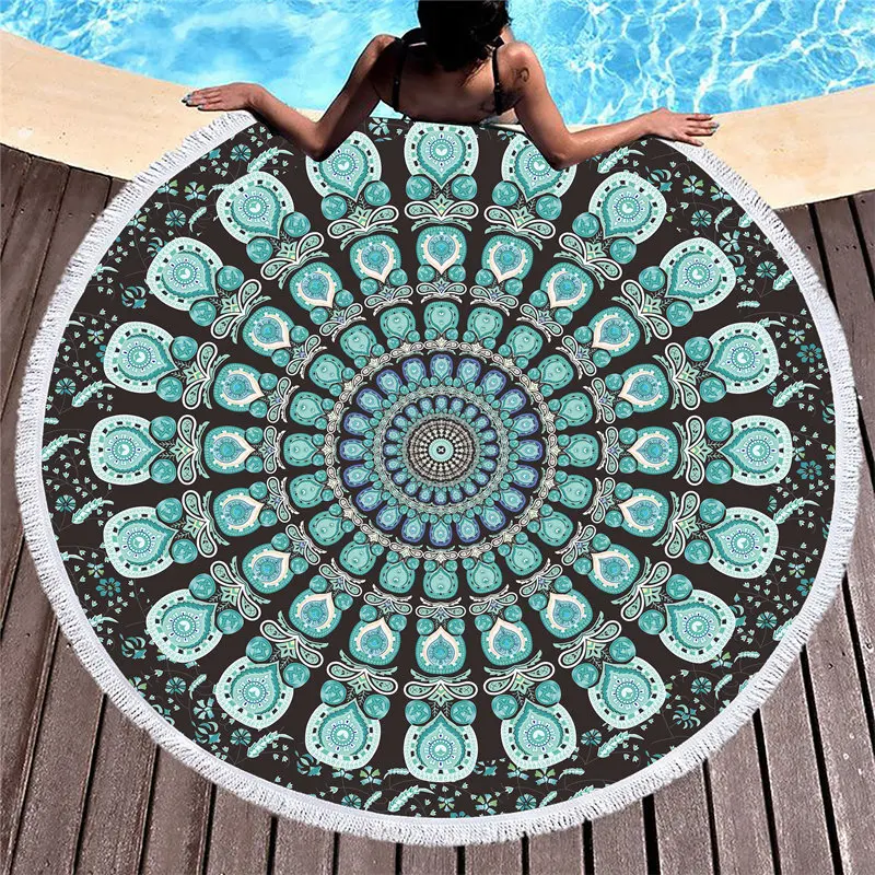 

Wongs Bedding Mandala Round Beach Towel Microfiber Fabric Bath Towel 150cm Size Hot Sale