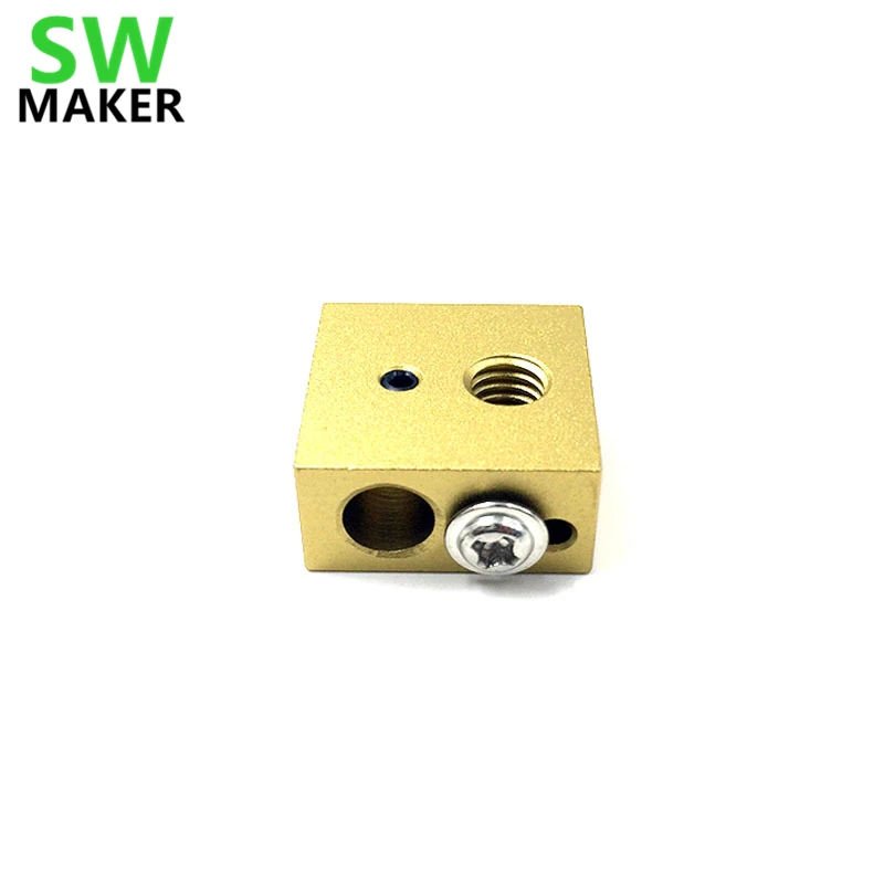SWMAKER 1 шт 20 мм * 10 i3 MK7 MK8 экструдер нагревательный алюминиевый блок золотой цвет 3D