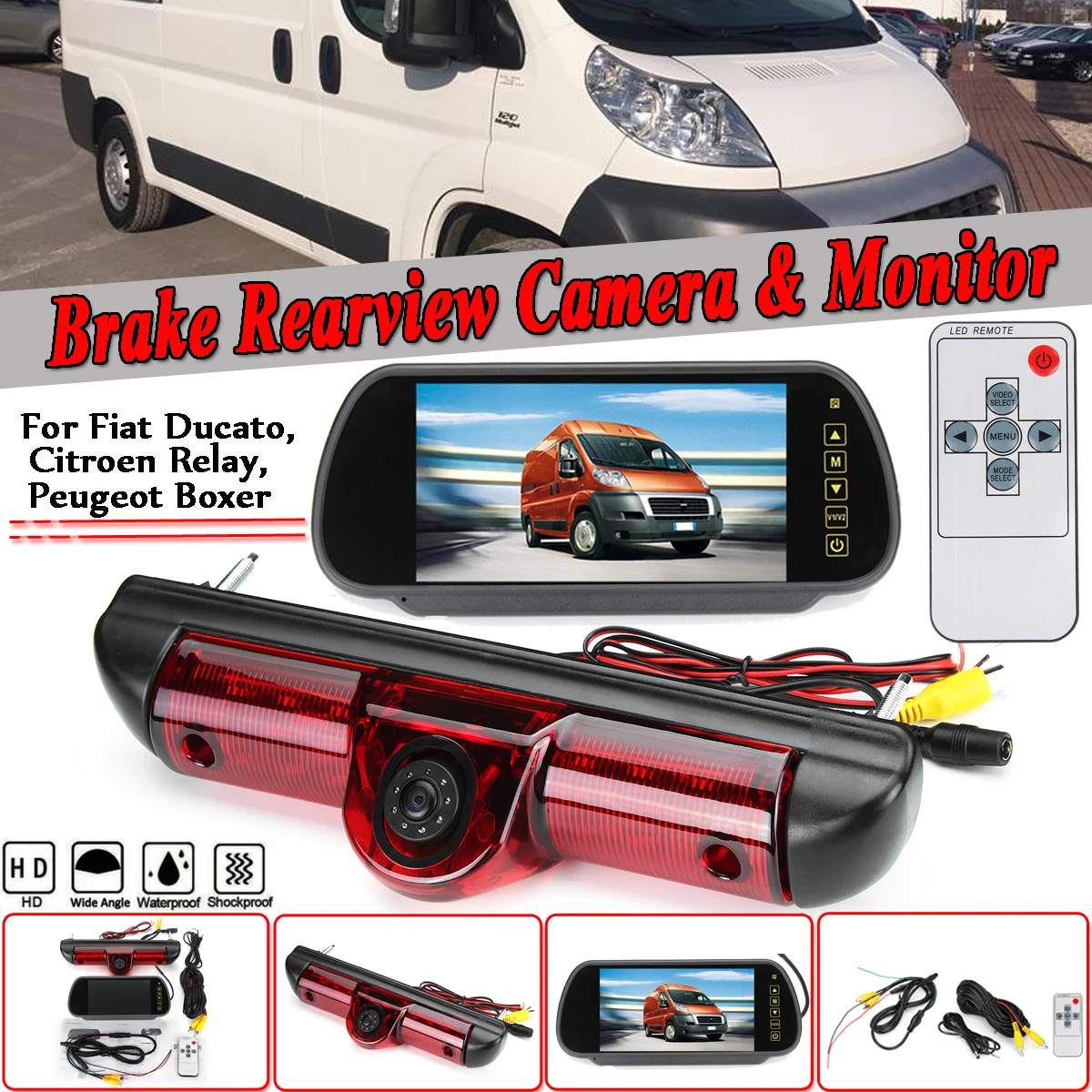 

LED IR Brake Light Rear View Reversing Parking Camera & 7 Inch Monitor Kit for Fiat Ducato For Citroen Relay for Peugeot Boxer