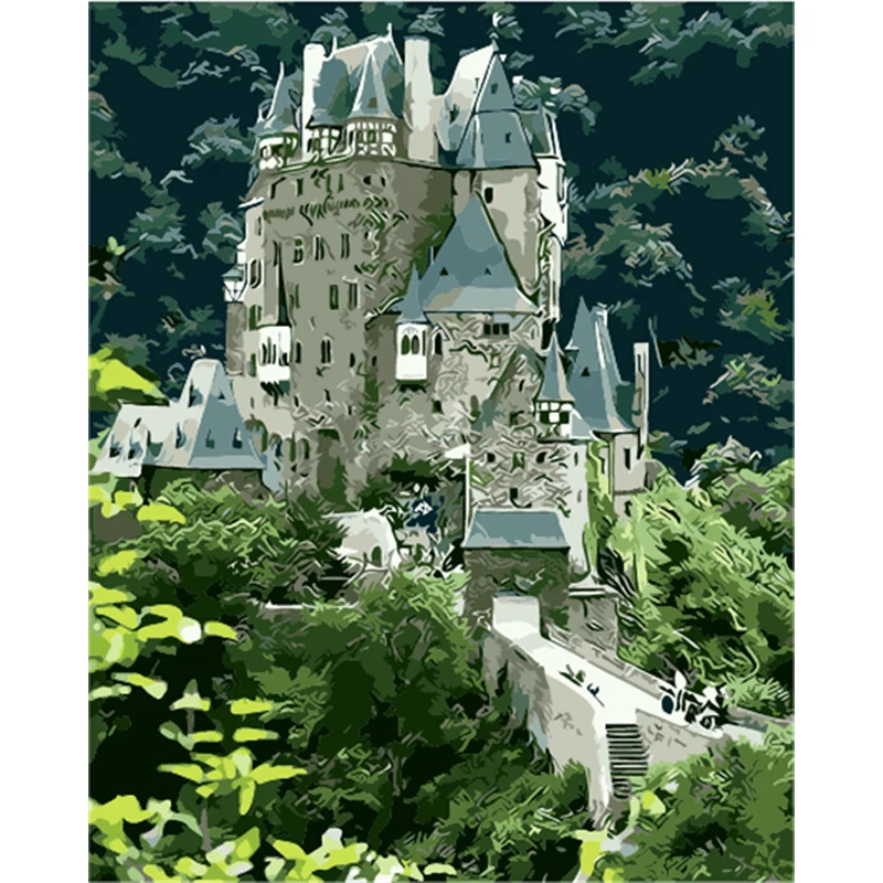 

YIKEE decorative canvas oil painting by numbers,paint by numbers for adults Castle