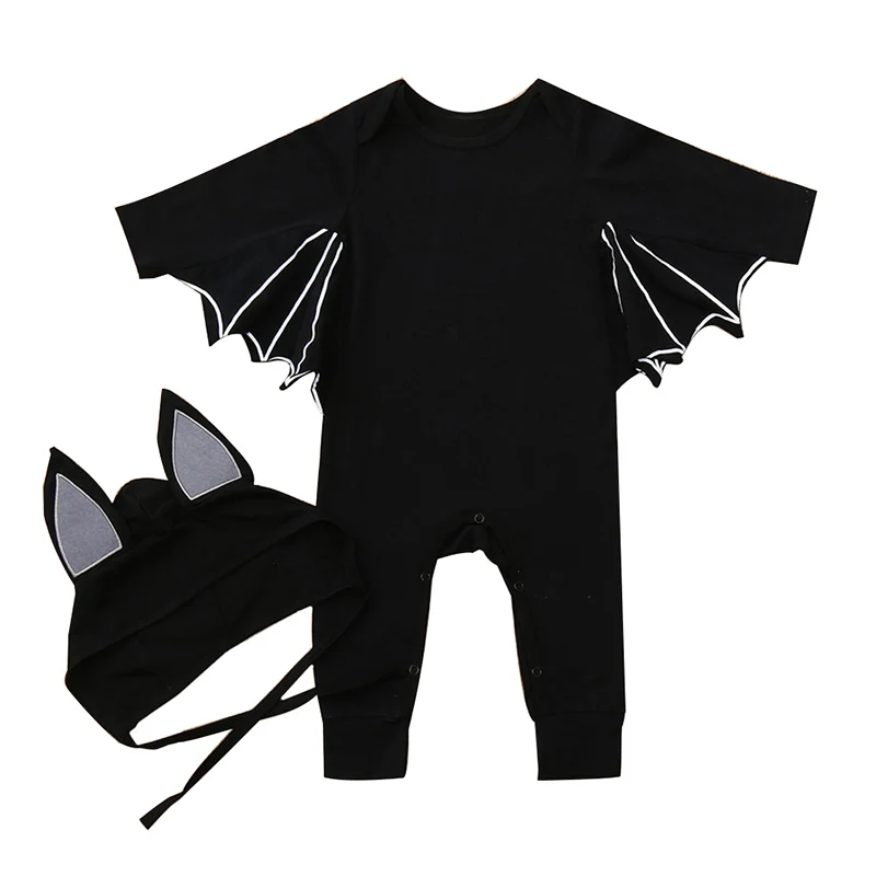 Infant Newborn Bat Design Rompers Hat Outfits Set Baby Boys Girls ...