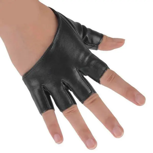 

PU Leather Half Finger Gloves Ladys Fingerless Driving Show Gloves Hand Care Dance Accessories