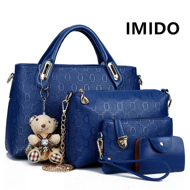 

IMIDO 2019 Summer Brand New Women's Handbag Four-piece Set Bear Shoulder Slung Female Bag Trend Fashion Casual Elegant Luxury