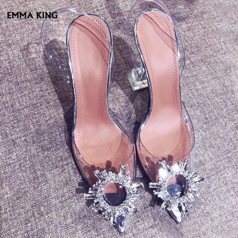 

NEW PVC High Heels Fashion Sandals For Women Transparent Heel Pointed Toe Casual Shoes Women Sandalias De Verano Para Mujer