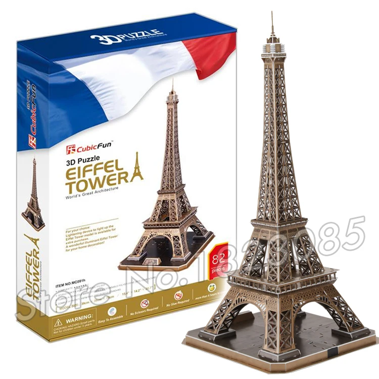82PCS Eiffel Tower 2016 font b New b font 3D Puzzle DIY Jigsaw Assembly Model Building