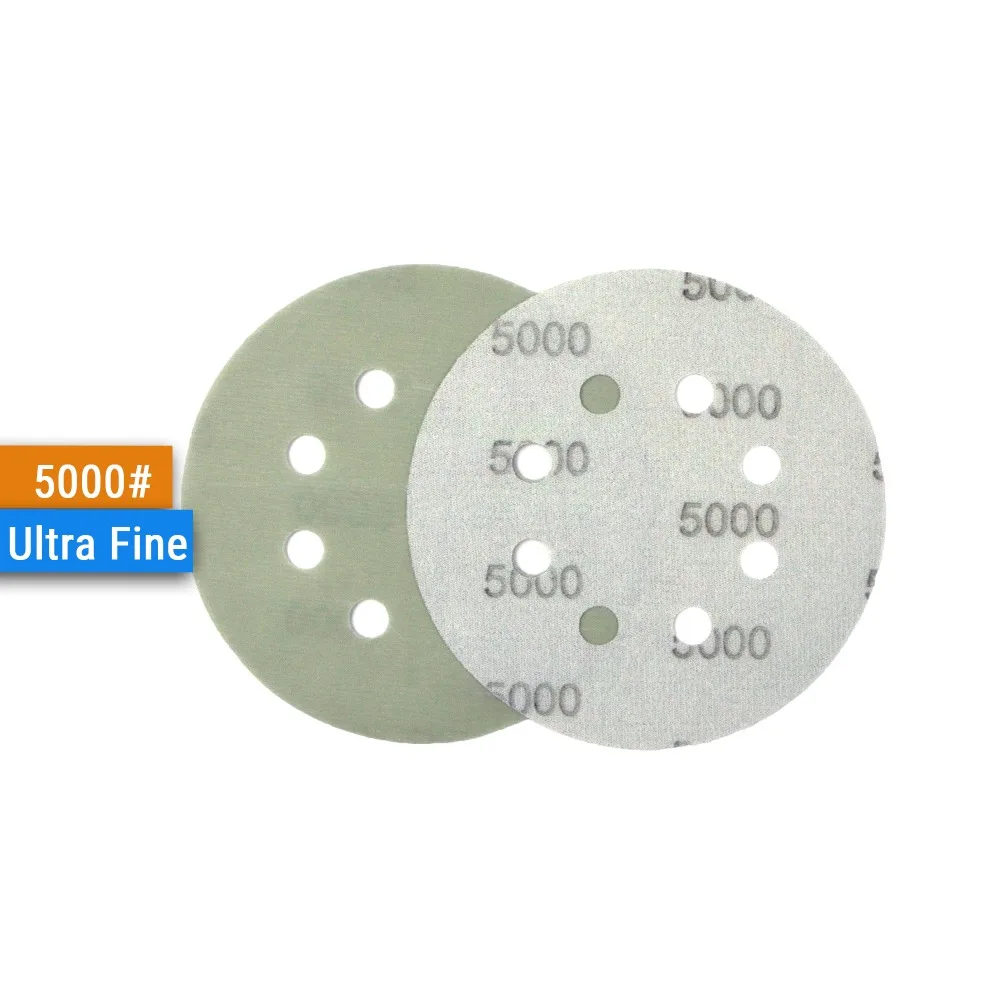 5 шт. 5 дюймов(125 мм), 8 отверстий FV тончайший влажной/сухой с застежкой-липучкой Авто пленка кузова шлифовальные диски Краски абразивной шкуркой, 400#-5000