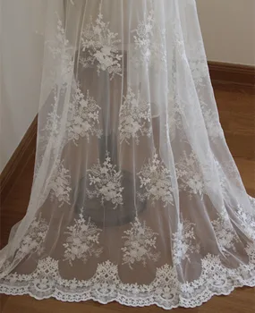 

ivory lace fabric with embroidery retro floral, embroidered tulle lace fabric, mesh lace fabric by the yard