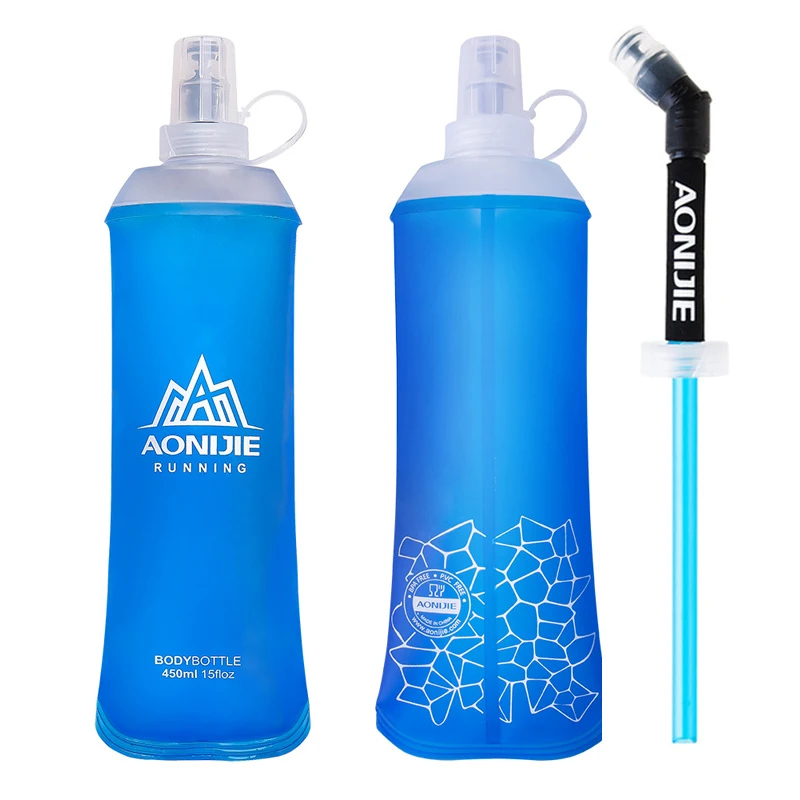 TPU Sport Soft Water Bottle Folding Flask For Running Hiking Cycling Marathon