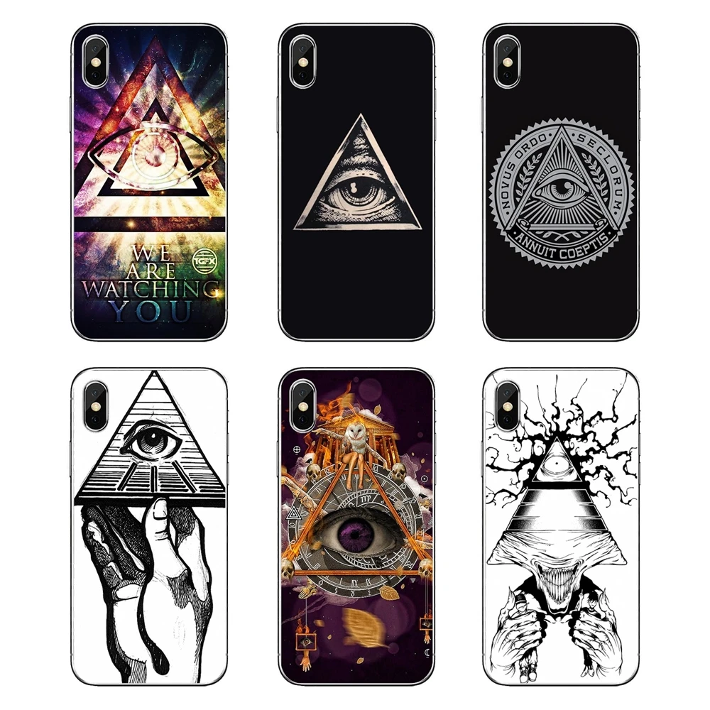 Прозрачные ТПУ чехлы накладки для Samsung Galaxy A5 A6 A7 A8 A9 J4 J5 J7 J8 2017 2018 Plus Prime Illuminati Symbol Eye