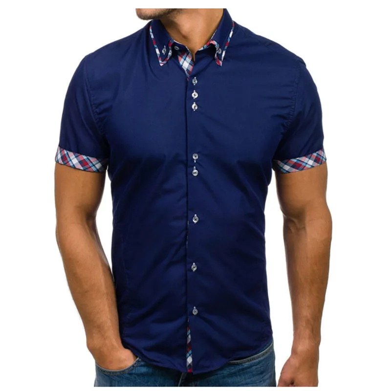 290439 RUIKE мужской рубашка с короткими рукавами Повседневная Camisa Masculina размеры XXXL