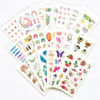 

1 pack Kawaii Unicorn Cat Cactus Flower Washi Stickers DIY Stick Label PVC Phone Hand Account Decor Sticker Stationery Kids Gift