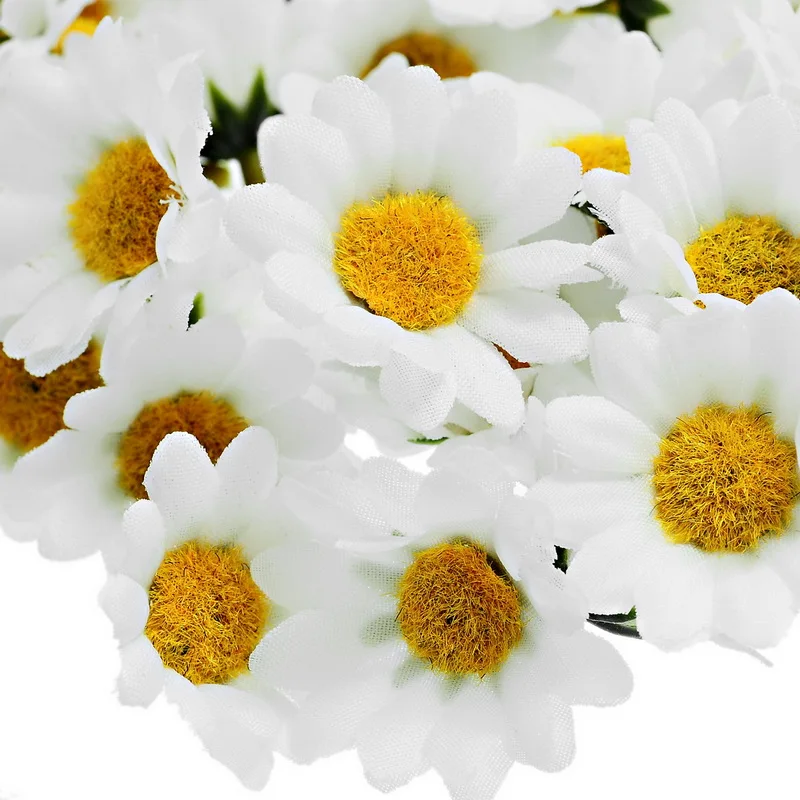 100 шт Искусственные цветы вечерние свадебные декоративные цветы мини шелк белый поддельные цветок ромашки(без стебля) 4 см DIY домашний декор