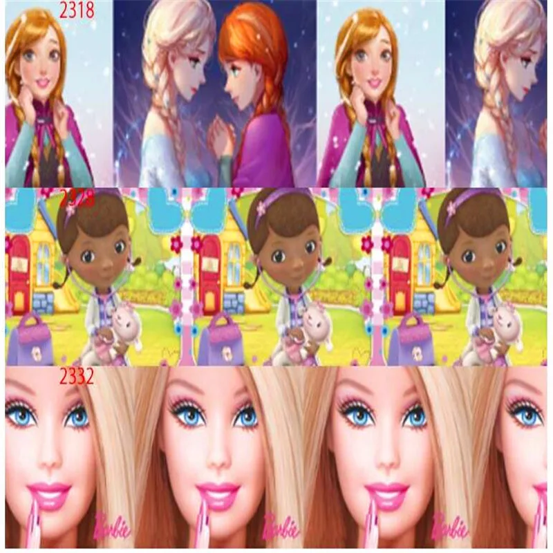 

25 38 50 75mm width 100% Polyester Princess Girls Printed Grosgrain Ribbon cartoon Ribbons PS01