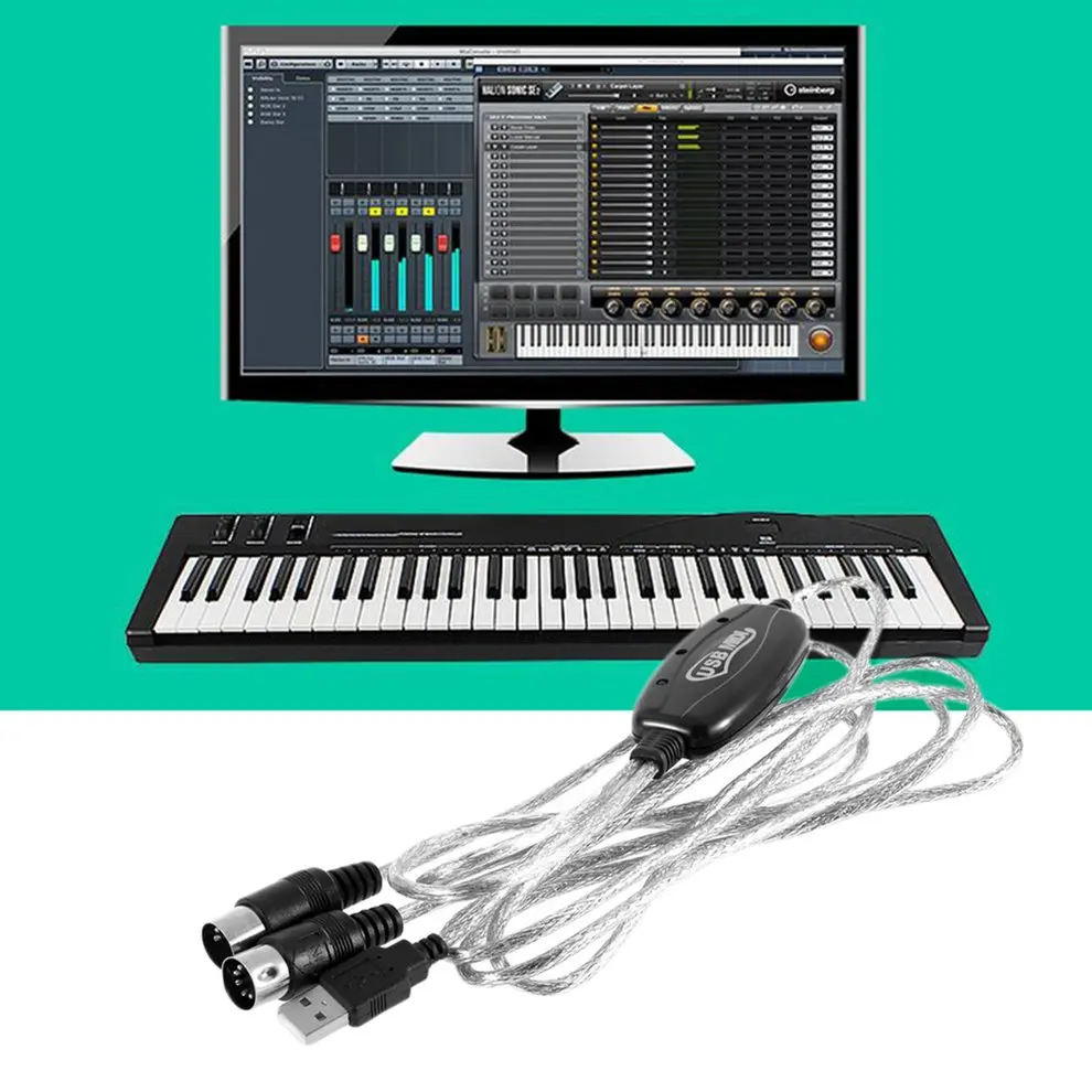 

5pcs New USB IN-OUT MIDI Interface Cable Converter PC to Music Keyboard Cord