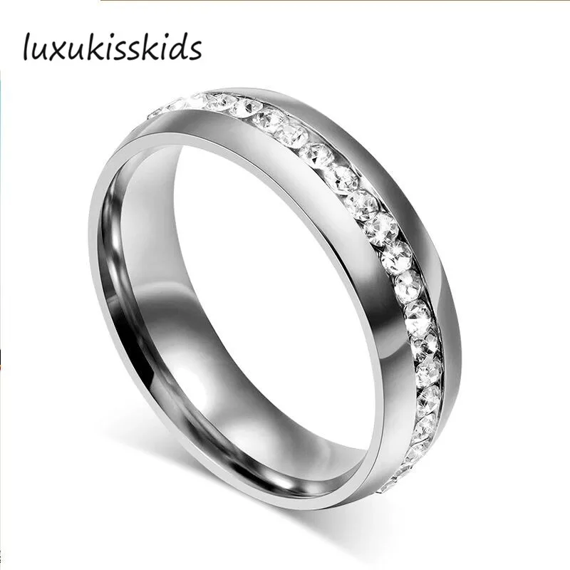 

LUXUKISSKIDS Gold-color Wedding Brands Couple Ring for Women Men Jewelry 6mm Stainless Steel Engagement Ring US Size 4 to 12