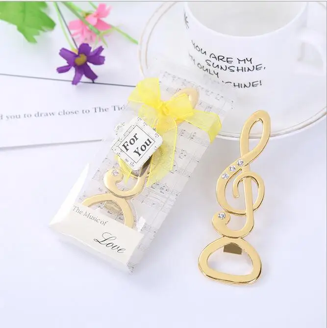 20 pcs Cute music notation wire styles gold metal bottle opener wedding