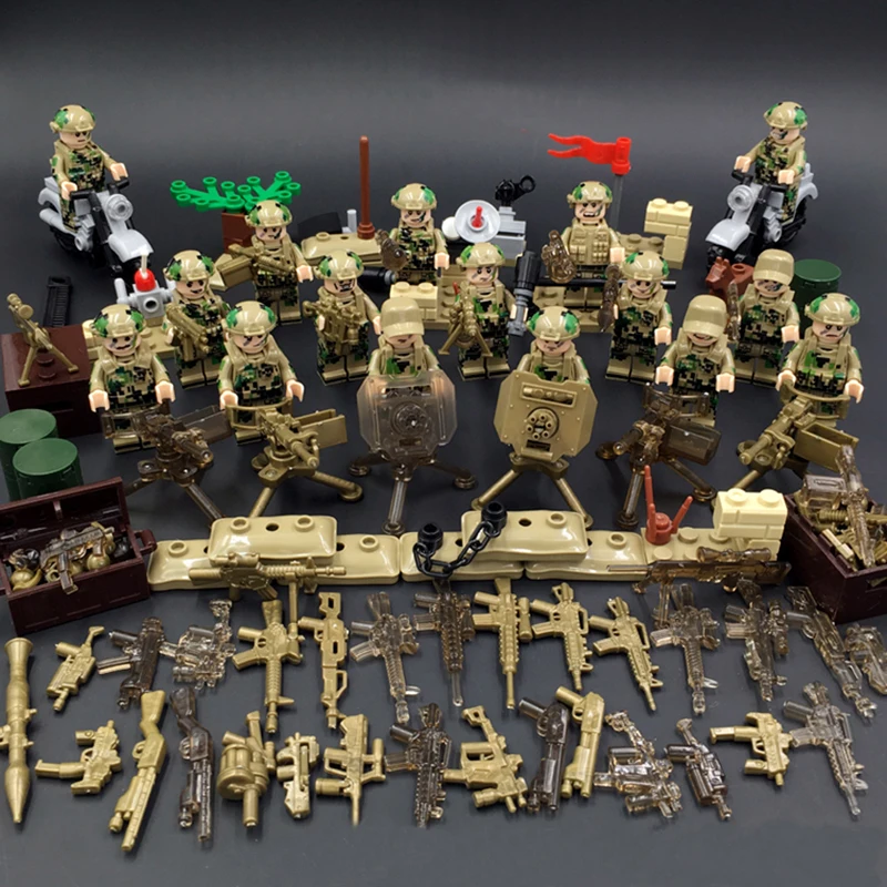 Military Army WW2 Soldier Model Building Blocks Set Weapon