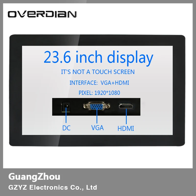 

23.6" VGA/HDMI Connector Industrial Control Monitoring Non-touch Machines Metal Shell Lcd Monitor1920*1080 Buckle Fixed