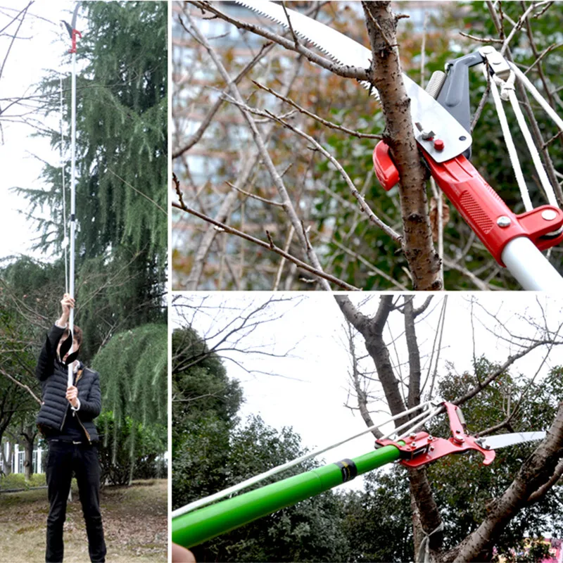 

Horticulture High Altitude Scissors Garden Tools Pruning Shears High Sticks Saw (scissors + saw +rope no rod )