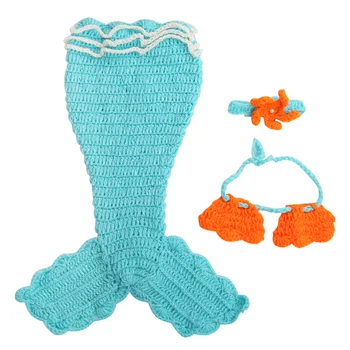 

Blue Mermaid Newborn Toddler Boy Girl Baby Beanie Costume Photo Photography Props Knit Crochet Handmade
