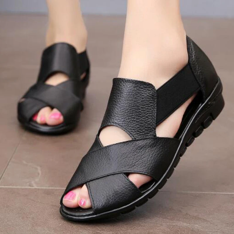 

Summer Gladiator Rome Casual Sandals Women Shoes Sandalia Feminina Genuine Leather Wedge Heel Comfort Sandals H248