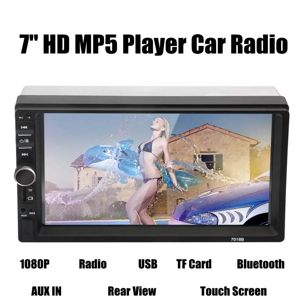 2 Din MP5 Player for Auto 7'' Touch Screen 2din Car Radio Bluetooth Music Video Player Car Audio with USB Support Rear Camera