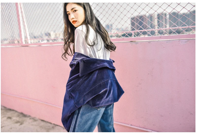 Scsech Corduroy Single Women Jackets Velvet Cotton Basic Jacket Coat Front Pockets Warm Coats Autumn Casual Jacket D8A11 (11)