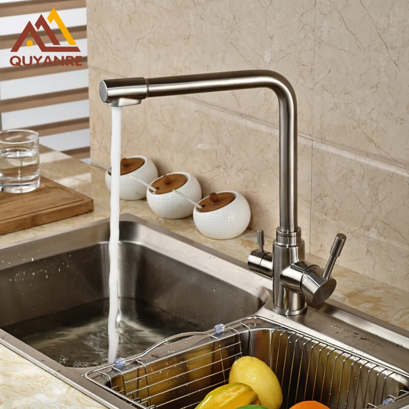 Brushed Nickle Finish kitchen fFaucet Single Handle Single Hole Solid Brass Sink Faucet