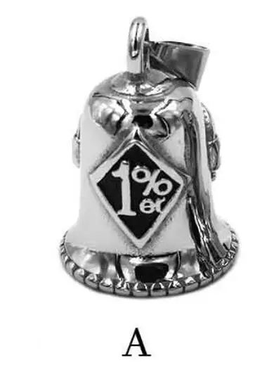 Lucky 13 один процент 1% ER Череп Байкер Подвеска-колокольчик Нержавеющая сталь крыло армейский крест кулон P0506A(имеет стальной шар, без колокольчика - Окраска металла: A silver