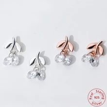 Мода 925 серебро дерево жизни ослепительный фианит листья дерева серьги гвоздики для женщин ювелирные изделия из стерлингового серебра