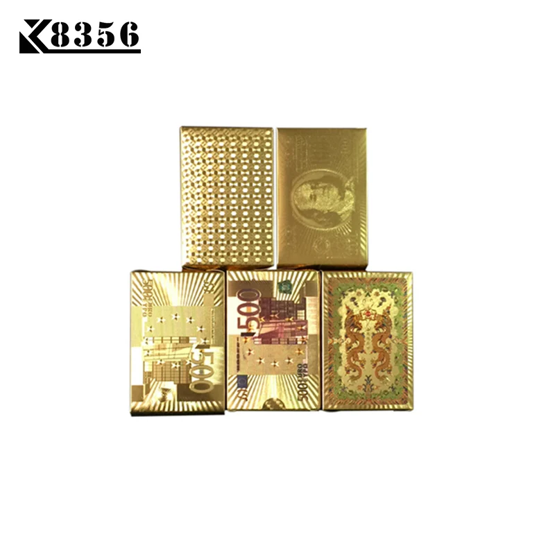 

K8356 Gold Foil Plated Baccarat Texas Hold'em Plastic Playing Cards Waterproof Poker Cards Board Games 2.48*3.46 inch 6 Colors