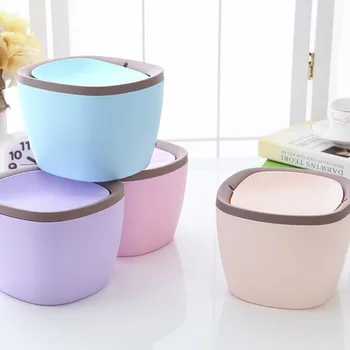 

1PC New Rolling Cover Type Desktop Trash Can Fashion Garbage Contrainer Creative Car Home Mini Waste Bins OK 0193