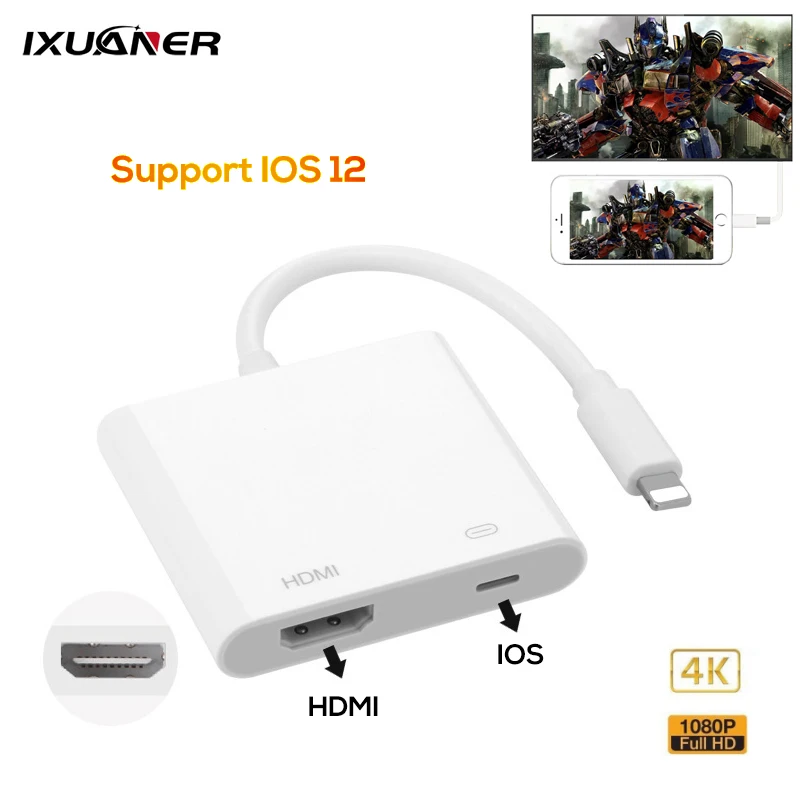 

New 2019 Professional 4K HDMI TV Cable Adapter for Apple Interface To HDMI Digital AV Converter for IPad IPhone IOS 12 11 10