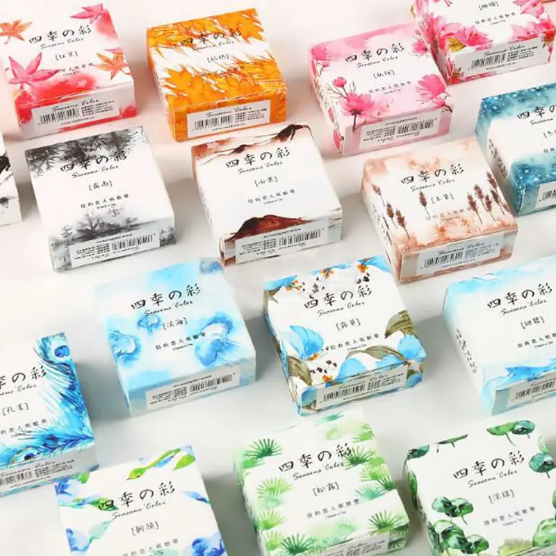 

4 Seasons Flower Plants Washi Tape Color Stationery Decorative Adhesive Tape Scrapbooking Photo Album School Tool Notepad Paper