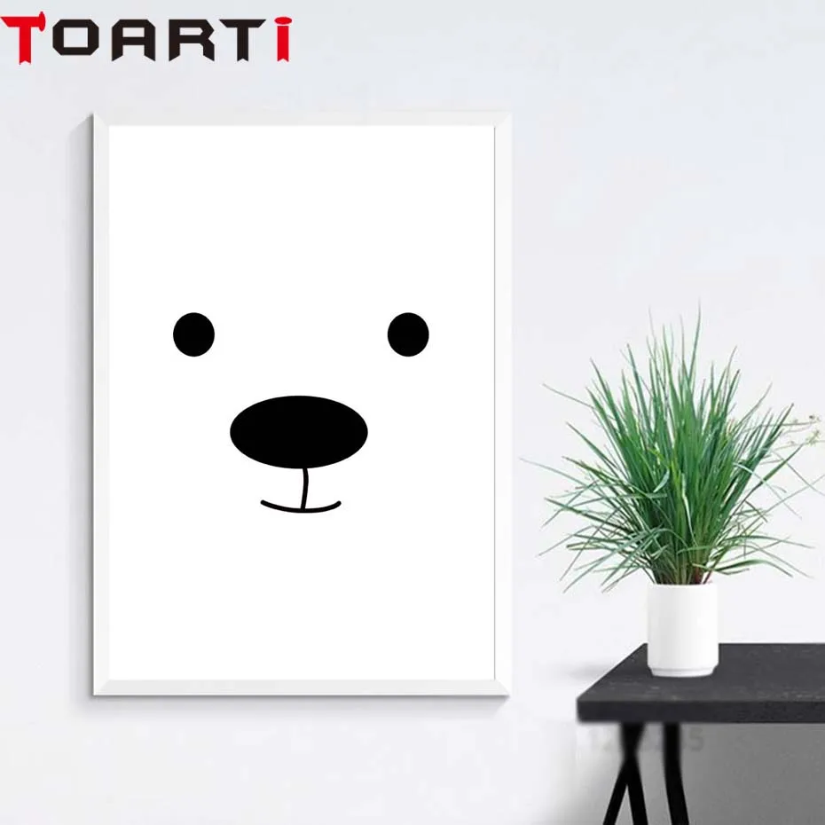 Cartoon Bear Panda Nordic Poster Wall Art Canvas Painting Black White Posters And Prints Wall Pictures For Kids Room Home Decor (5)