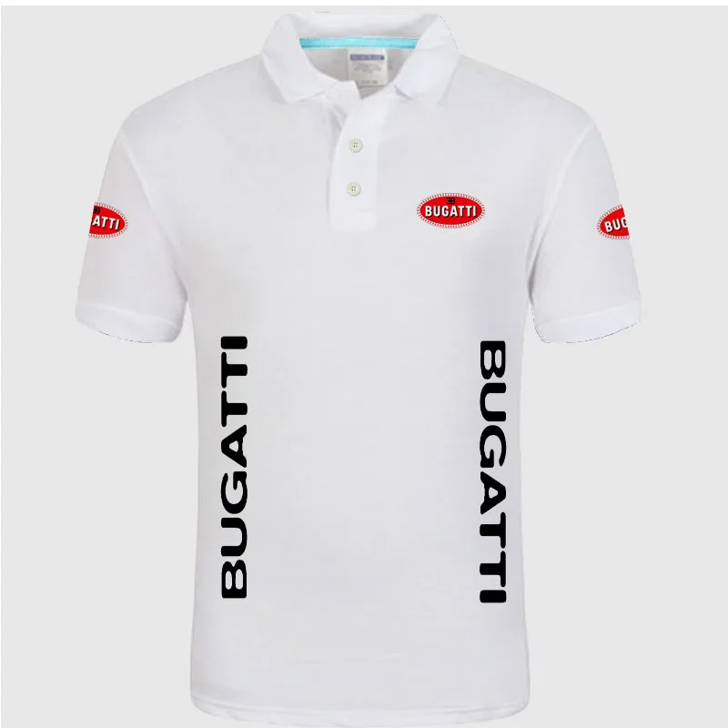 Летняя Высококачественная брендовая рубашка поло с логотипом Bugatti, рубашка с коротким рукавом, модная повседневная Однотонная рубашка поло, рубашки унисекс - Цвет: Белый