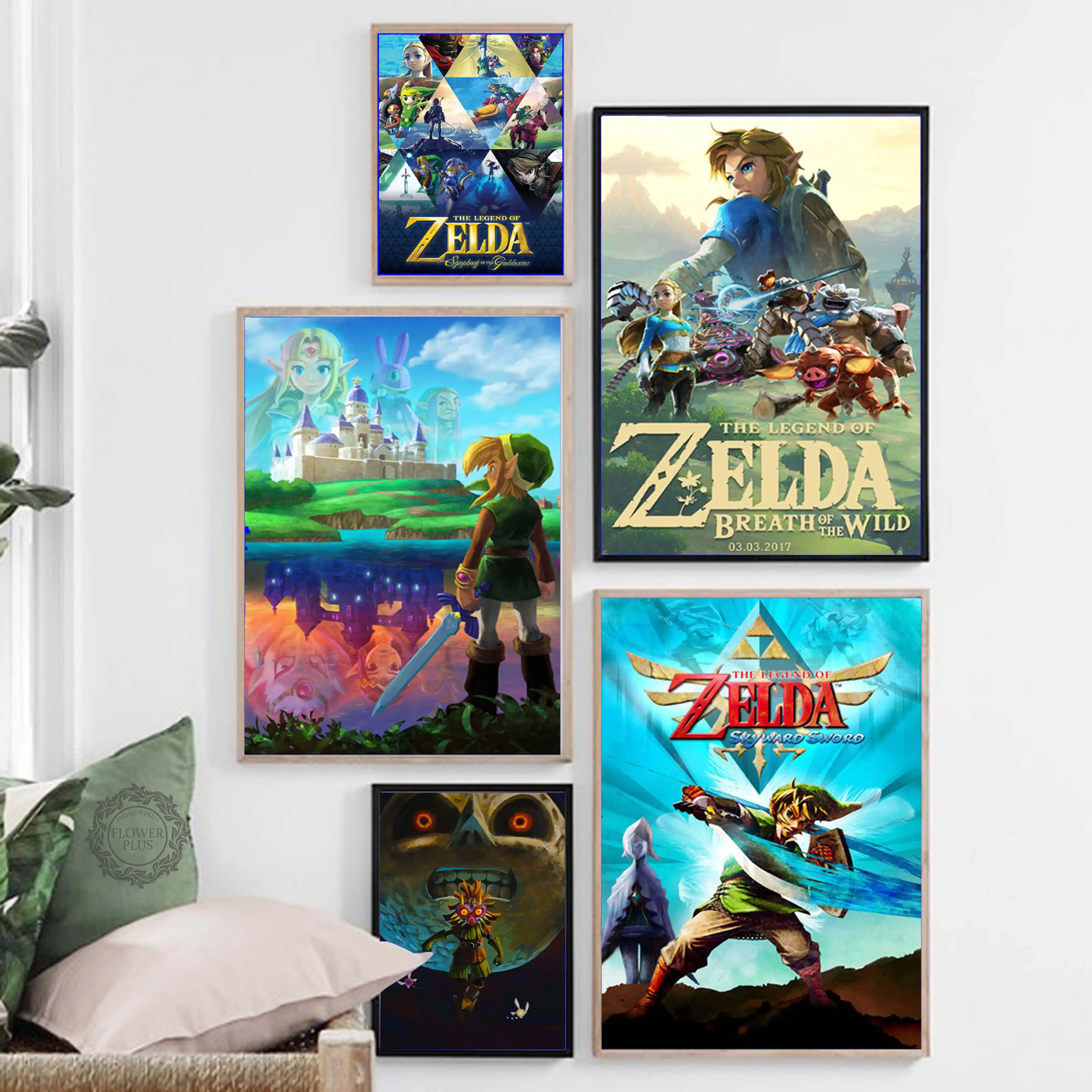 Leyenda Zelda Hot Video Juego Arte Pintura Moderna Pared Arte Seda