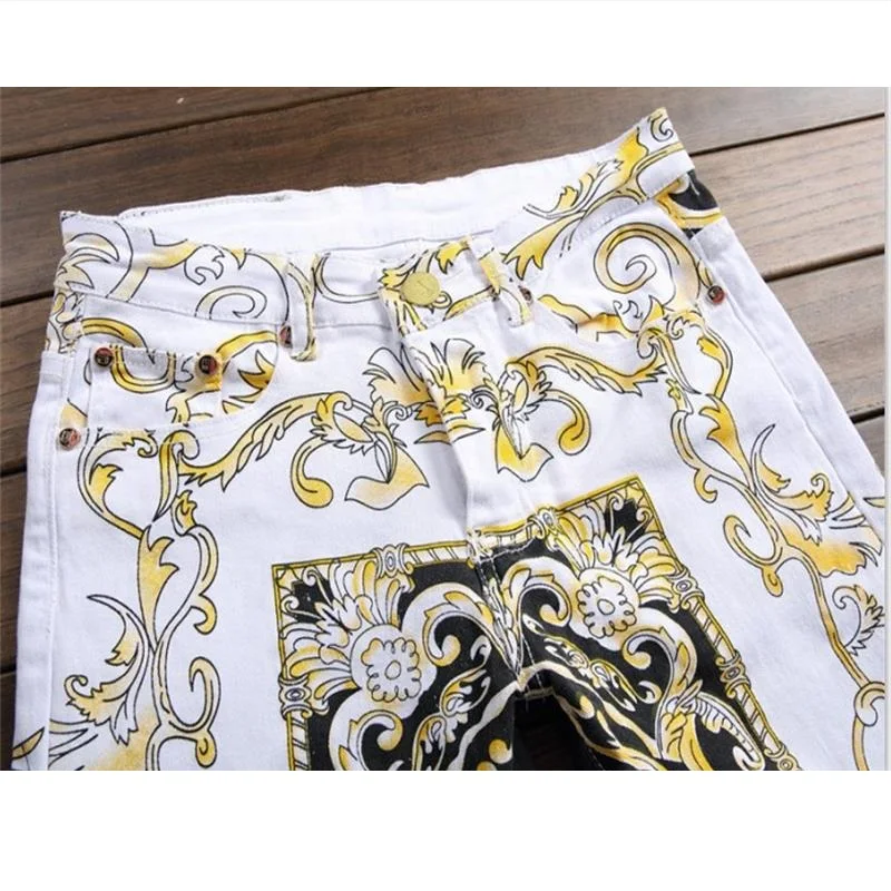 New men jeans high quality Color printing design classic slim fit fashion long jeans men European style #584 New men jeans high quality Color printing design classic slim fit fashion long jeans men European style #584