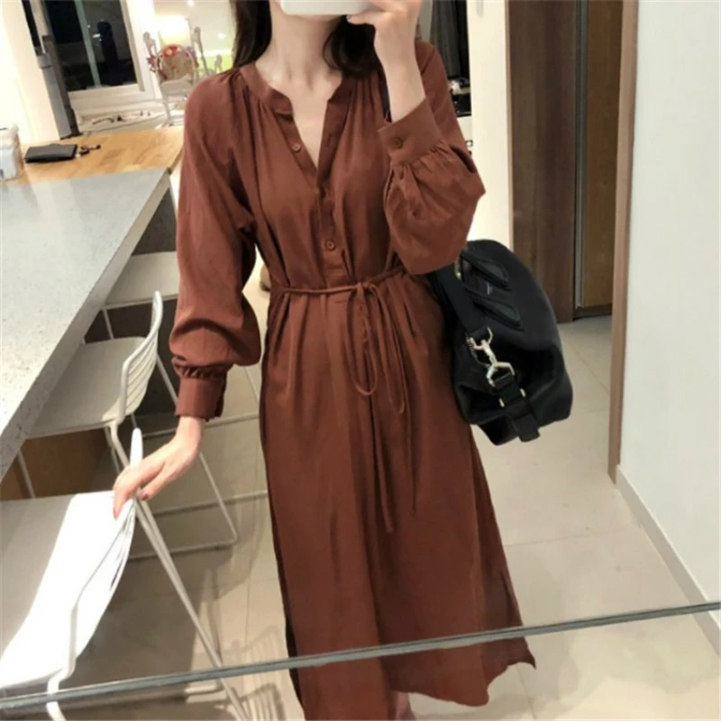 Spring 2019 Women's clothing dress The New fashion Medium and long section woman shirt  Slim fit Summer dress