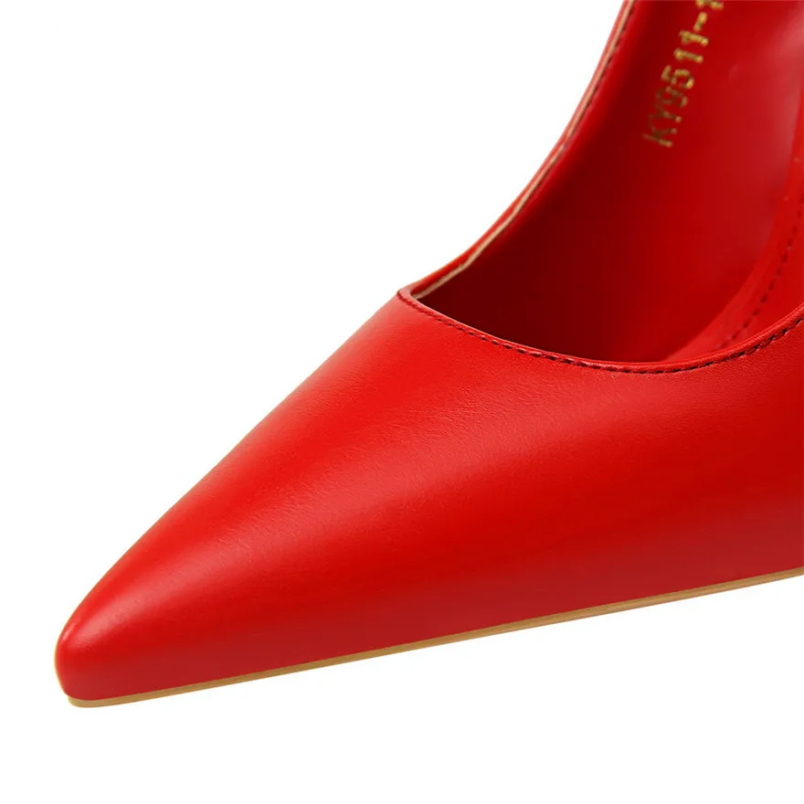 BIGTREE Soft Leather Shallow Fashion Women's High Heels Shoes Candy Colors Pointed Toe Women Pumps Show Thin Female Office Shoe
