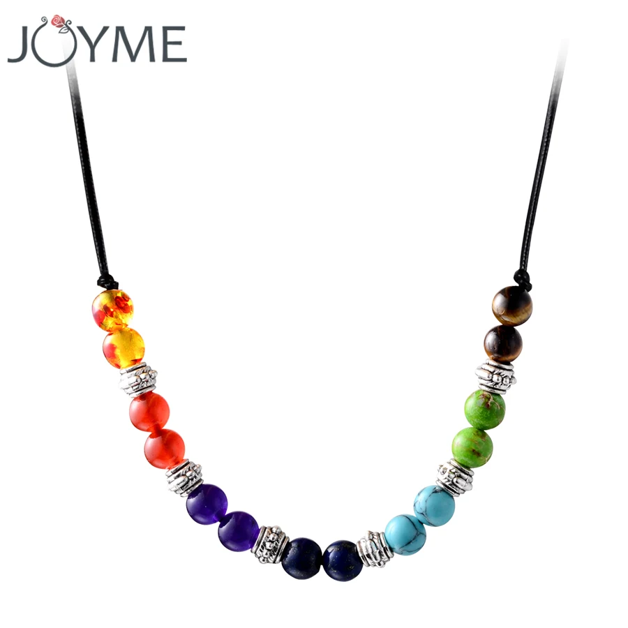 

Chakra necklace 7 colors natural stone beads pendant necklaces women men jewelry accessories