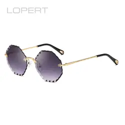 LOPERT бескаркасные Цветочные солнечные очки Женские брендовые дизайнерские конфеты очки с градиентными линзами винтажные простые Oculos De Sol