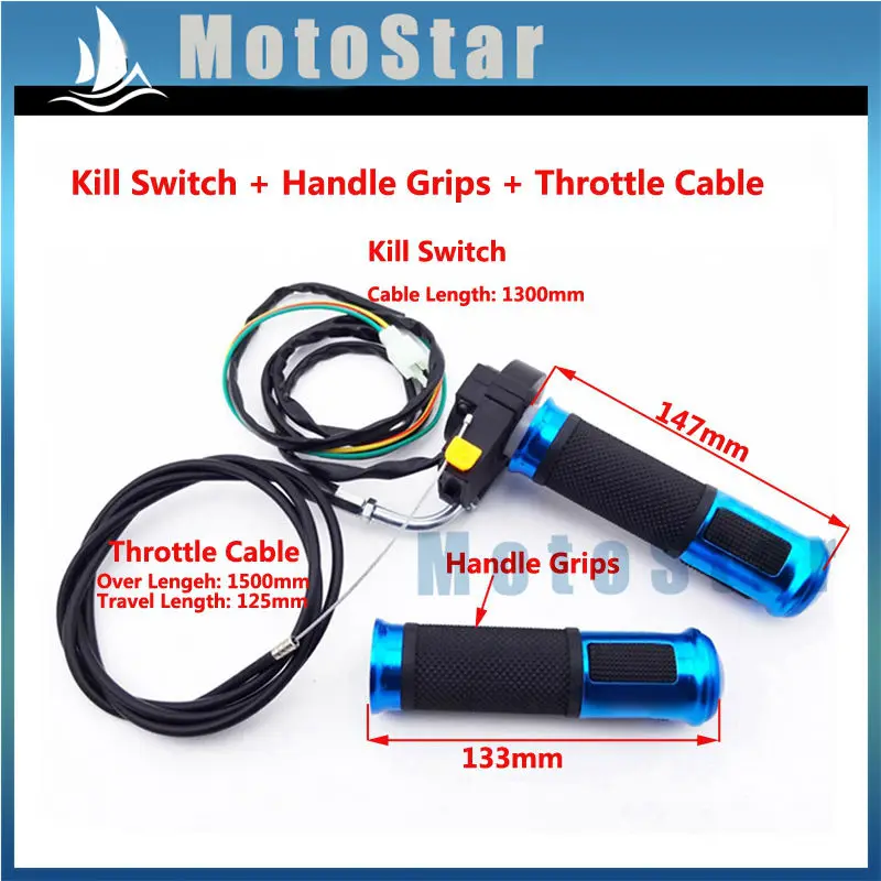Kill Stop Switch Throttle Cable Hand Grips For Motorized Bicycle Dirt Push Bike