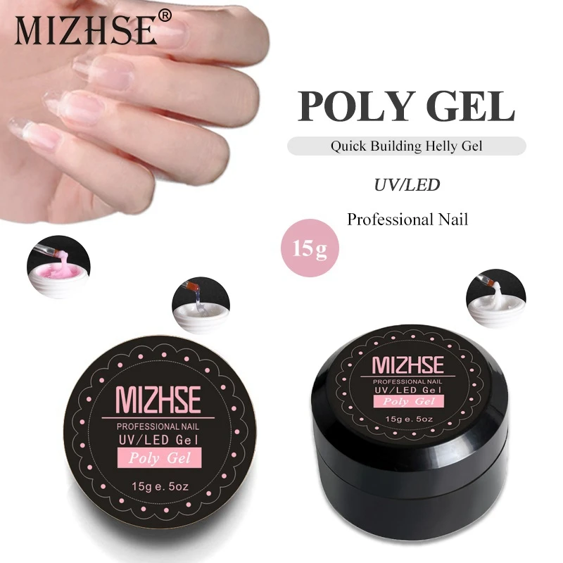 

MIZHSE 15g Poly Gel For Nails Extension Glass Hard Jelly Quick Building UV Gel Nail Extend Acrylic Polygel Soak Off Poligel