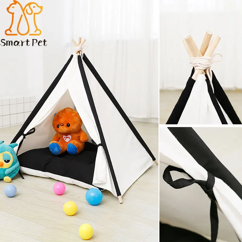 

Smartpet Travel Outdoor Indoor Pet House Tent Wood Kennel Removable Cat Dog Cozy House with Mat Pet Supplies Pads