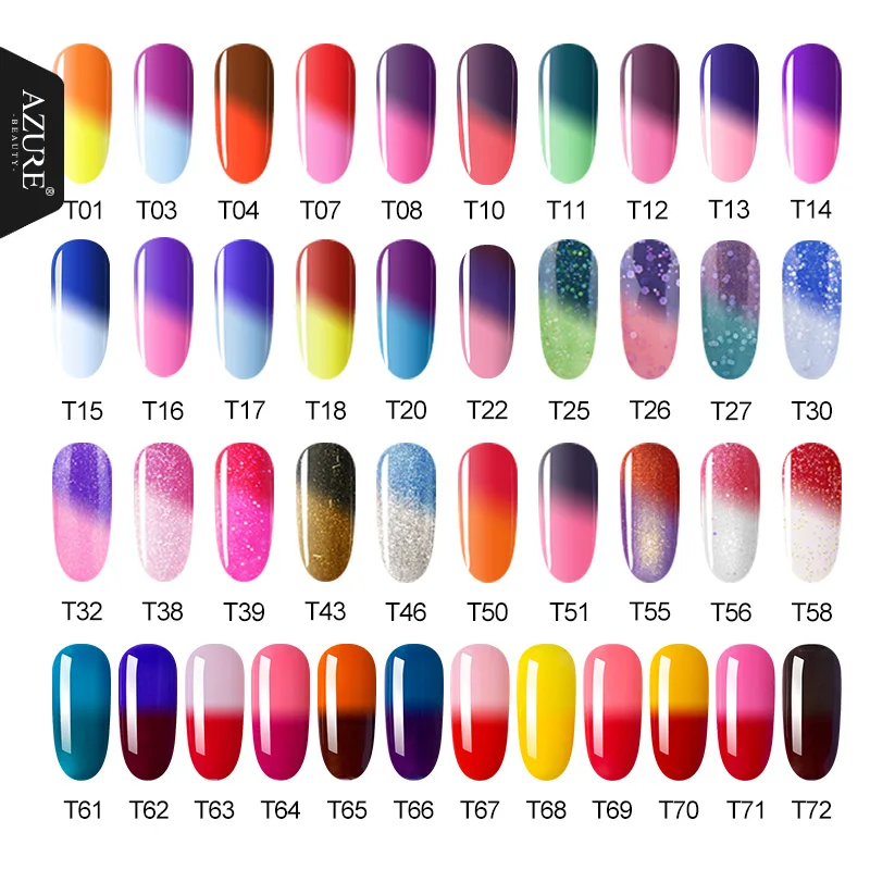 Azure 12ML Fashion Temperature Nail Gel Polish Mood Changing Color UV Gel Nail Polish 3D Nail Art Gel Polish Led Lamp Vernish